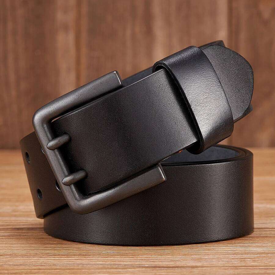 4.3cm Thick High Quality Cowskin Genuine Leather For Men Luxury Designer Male Belt Double Pin Buckle Cowboy Jeans Strap S260228