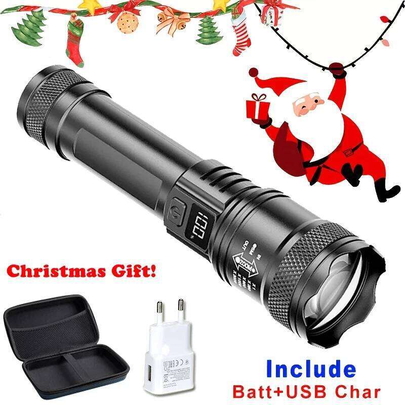 Powerful LED Flashlight Rechargeable Zoom Tactical Torch Outdoor Emergency Camping Fishing Lantern for Christmas New year Gfit Z260301