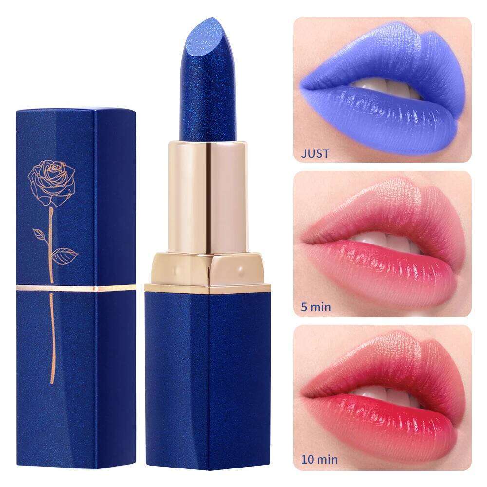 Blue Rose Makeup Temperature Color Changing Velvet Matte Moisturizing Waterproof Non-stick Cup Shiny Lipstick H260302