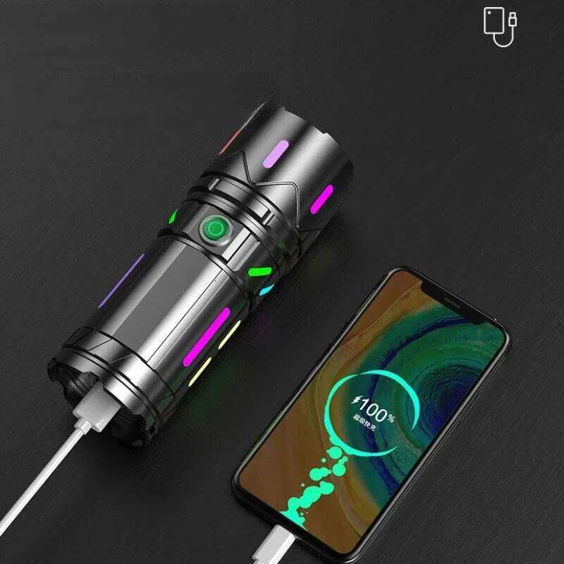 High Power White Laser Flashlight with Luminous Strips 3000 Meter Zoom Long-Rang Waterproof Outdoor Camping Handlamp Z260301