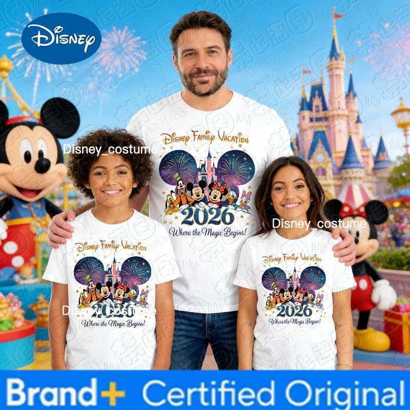 Disney Family Summer Mens Womens T-shirts Cartoon Print Oversize Fashion Cotton Parent Child Top Casual Couple Daily Street H260302