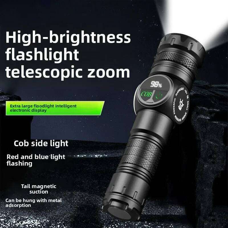 White Laser Focused Zoom Flashlight with Magnetic Design, Super Bright, Long-range, Portable, Durable, Emergency Searchlight Z260301