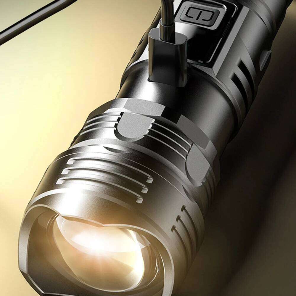 10W Handheld USB Charging Powerful LED Power Display Super Bright Flashlight 500LM for Camping Hiking Z260301