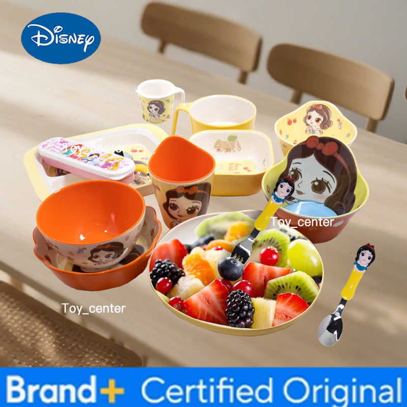 Disney 1pc Cartoon Snow White melamine tableware Plate Bowl Cup Fork and spoon Family Dinner Birthday party durable tableware H260302