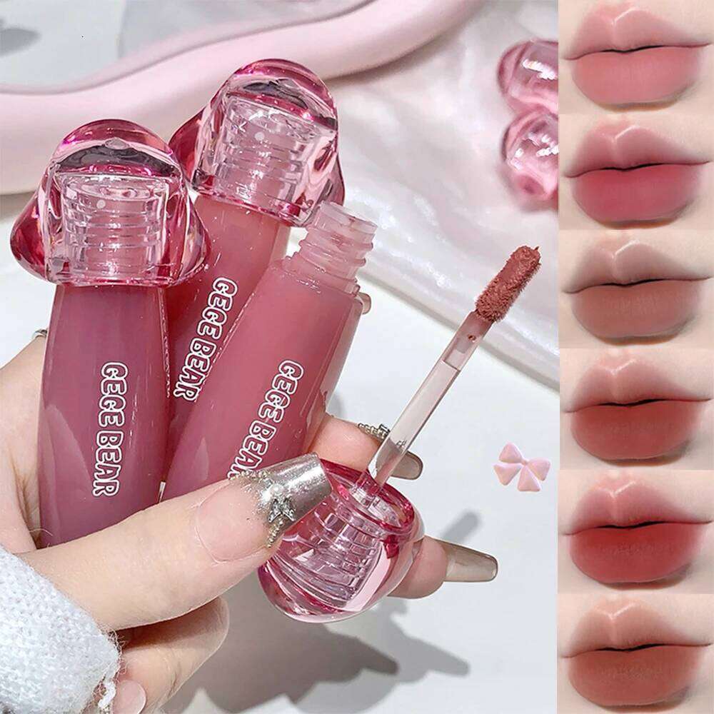 Gege Bear Matte Velvet Cute Pink Mud Cream Lip Clay Long-lasting Color Non-drying Lipstick H260302