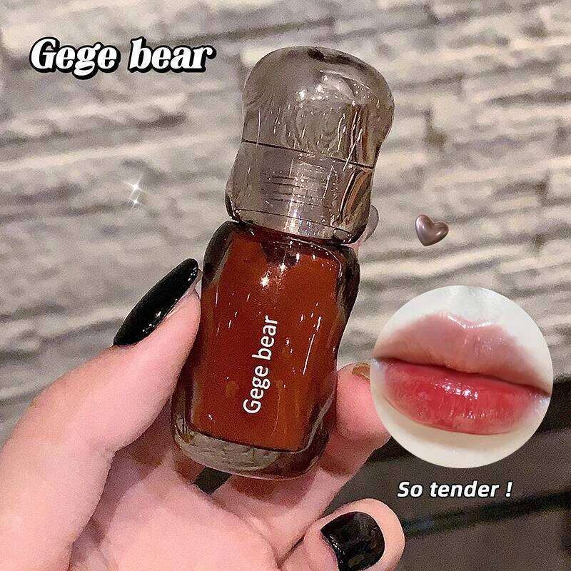 Gege bear big ice bucket crystal transparent lip glaze moisturizing mirror pouty lips autumn and winter whitening lipstick H260302