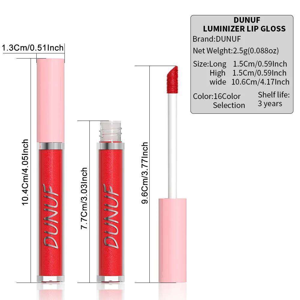 DUNUF High Quality Mirror Herorange Lipstick Gloss Make-up Lightly Glass Moisturizing Plump Lip stick Lipgloss Gifts H260302