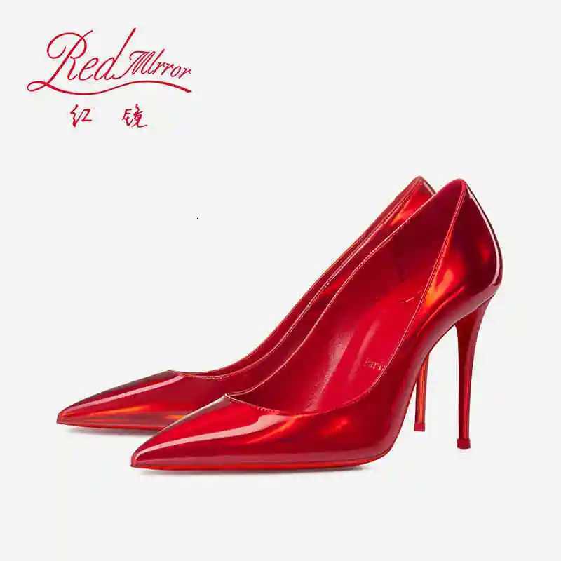 Laser Red Pumps 2025 FAshion Red Shiny Bottom Pointed Toe High Heels shoes Elegant Designer Prom Ladies shoes women K260302