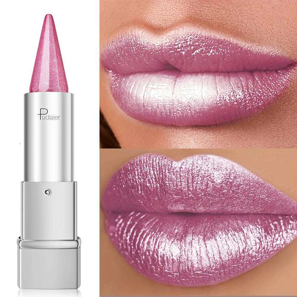 Pearlescent Shiny Lipstick Waterproof, 24H Long Lasting Sparkle Color, Smooth Lightweight Daily Lip Makeup H260302