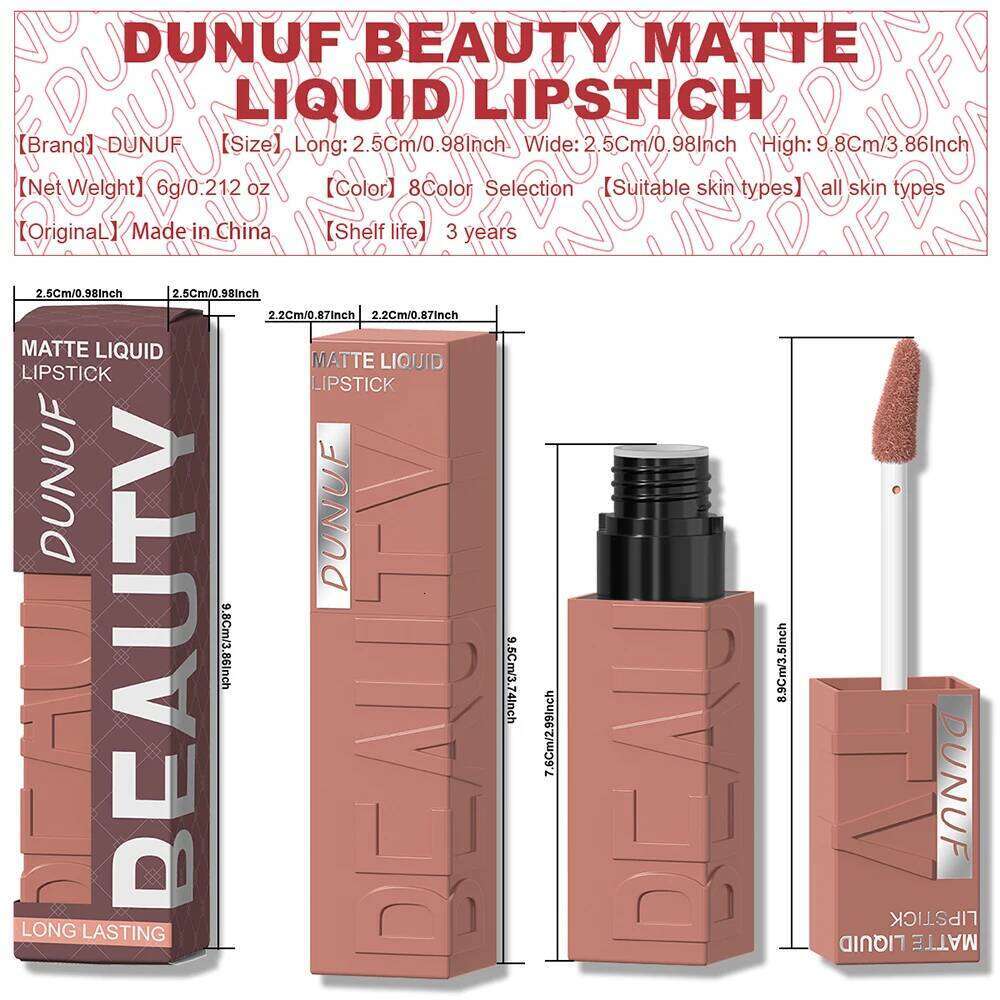 Velvet Liquid Lipstick Lip Gloss 1pcs Matte Waterproof Long-Lasting Non-sticky, Deep Red Nude Christmas Gift For All Skin Types H260302