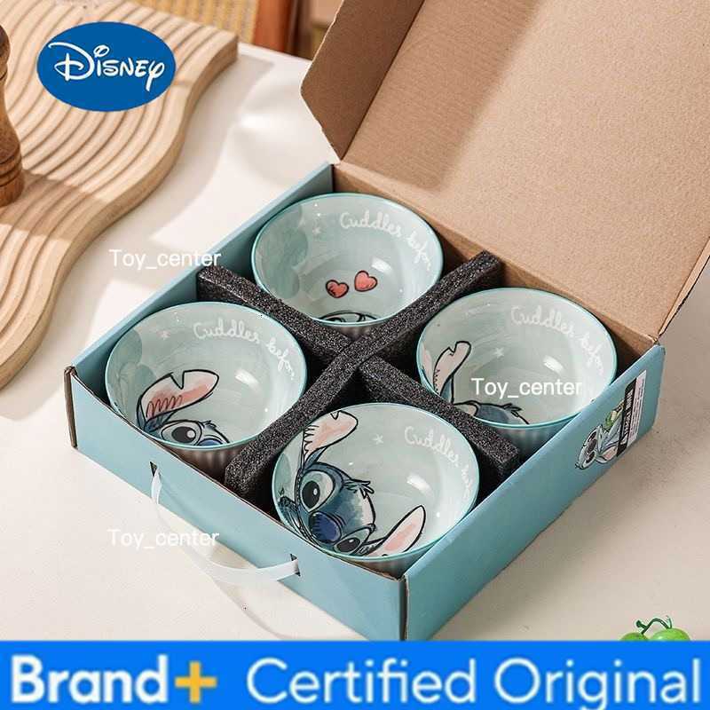 Disney Free shipping Lilo and Stitch rice bowl handle double-ear noodle bowl dish plate home cartoon cute tableware anime H260302