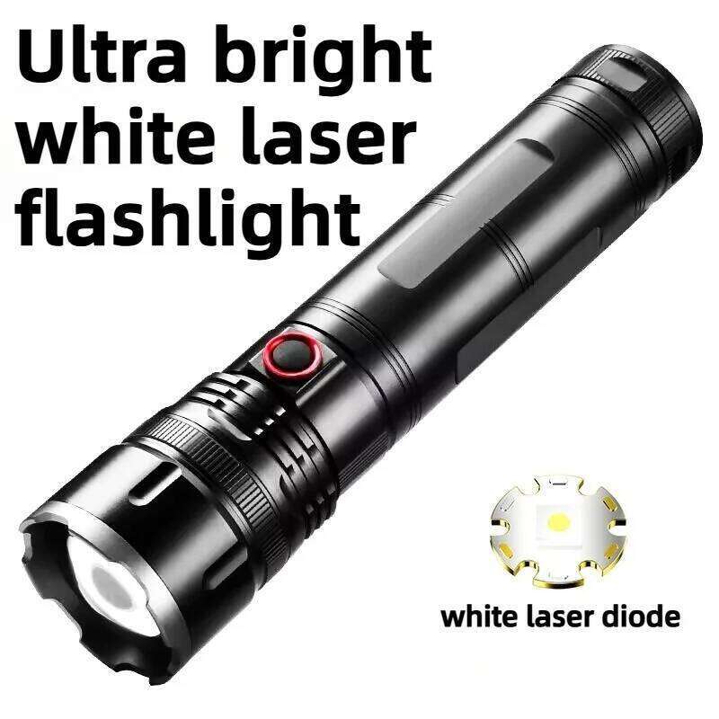 Ultra Bright White Laser LED Flashlight Zoomable USB Rechargeable Long-range Waterproof Torch for Outdoor Camping Adventure Z260301
