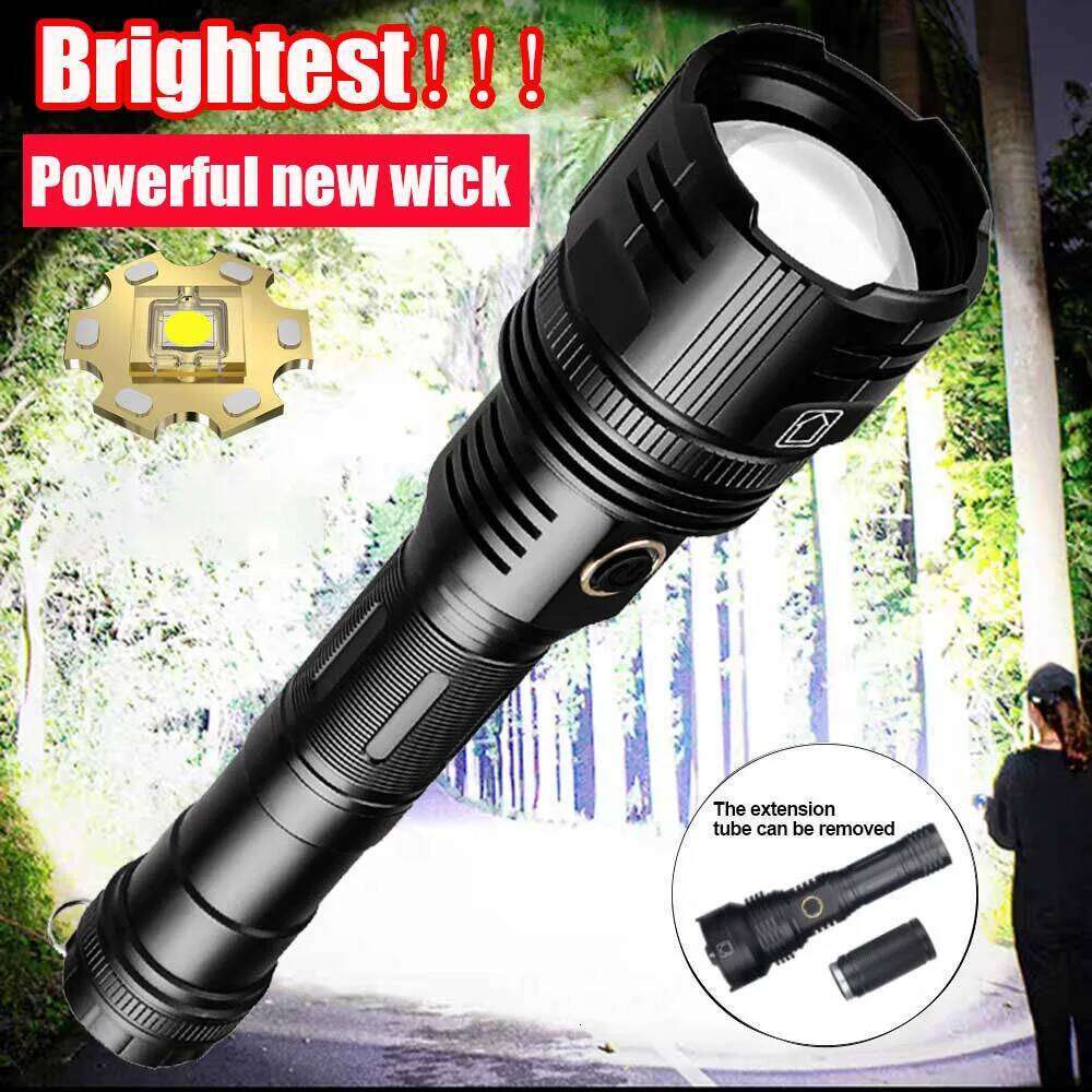 10000MAh Most Powerful USB Recharge Flash Light LED Flashlight Zoom Tactical Lantern Long Shot 26650 Torch Z260301