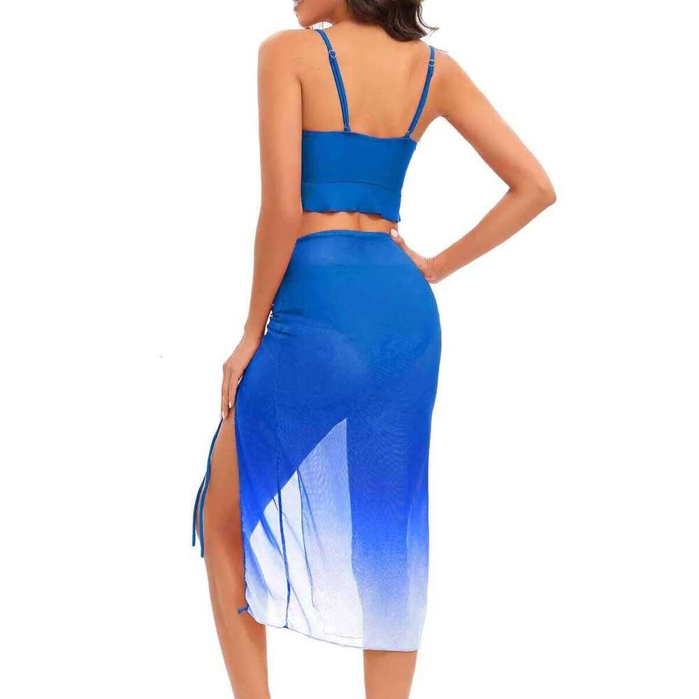 3 Pieces Strappy Bikini 2025 & Beach Dress Ruffle Swimsuit Women Sexy Swimwear Female Bather Bathing Swimming Swim Suit Z260301