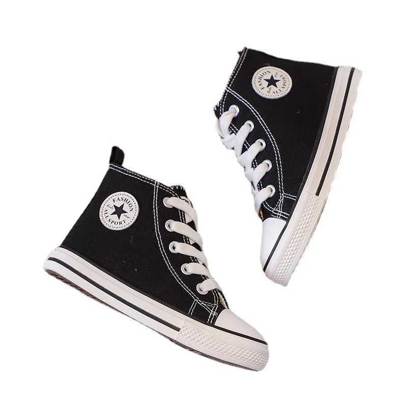 These Kids' High-Top Canvas Sneakers are lightweight, breathable, and non-slip, perfect for summer casual wear with a simple, solid-color style.T