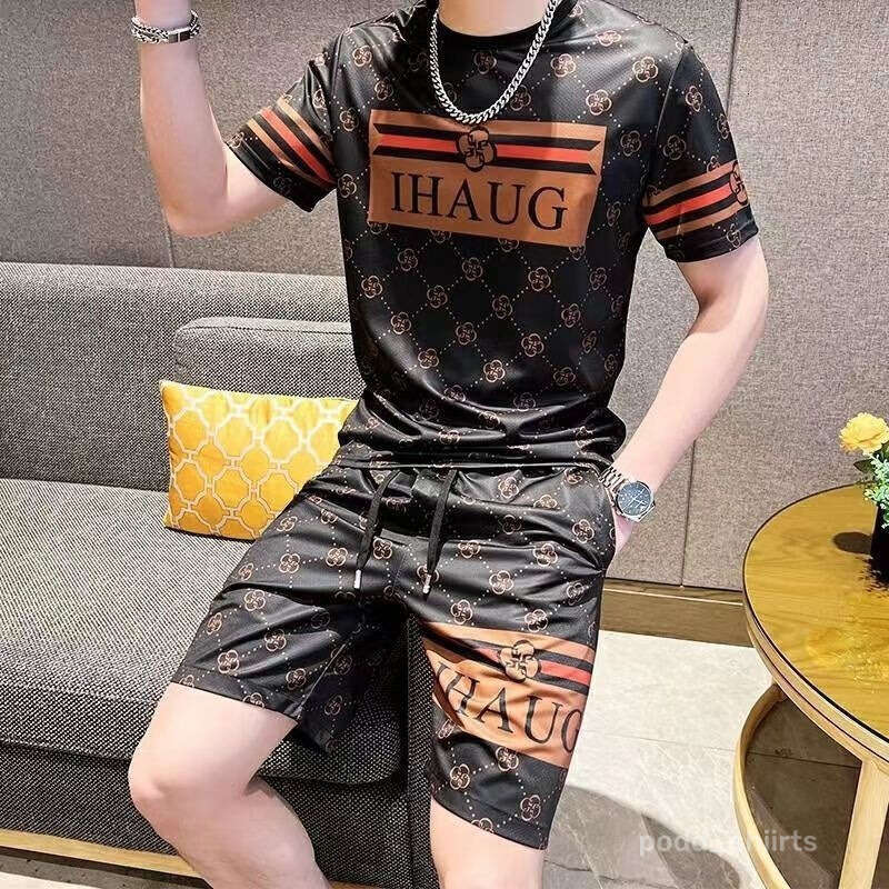 Free Shipping T Shirts Casual Suit Tees Loose Oversized Summer Style European Short Trendy Men's Clothing