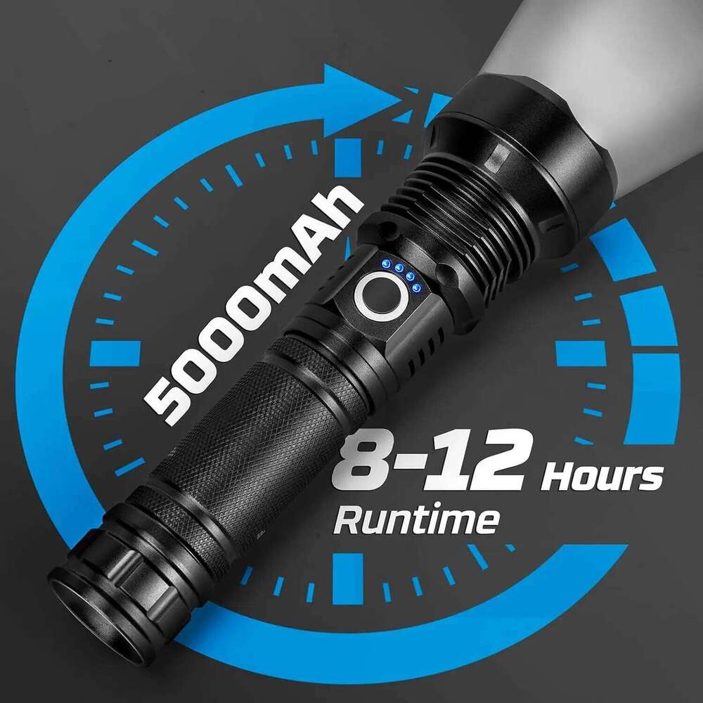 Super Bright 90000 Lumens Rechargeable LED Flashlight with 5 Modes, Long Life for Home and Outdoor Use Z260301
