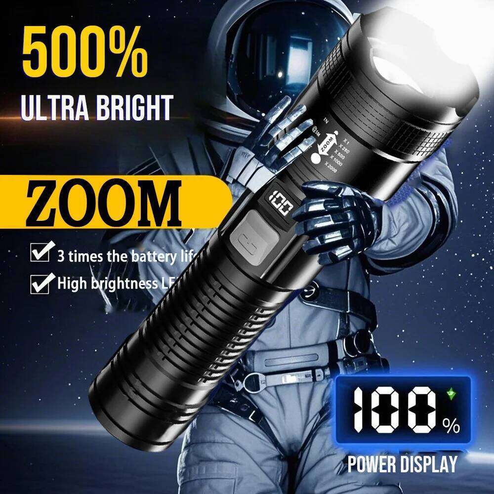 High Power Long-range Lantern Super Bright LED Flashlight USB Rechargeable Tactical Torch With Sidelight Lamp Waterproof Outdoor Z260301