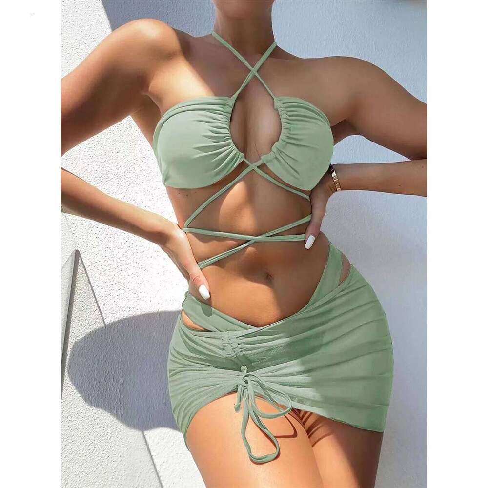 Women's Halter Top Two Piece Swimsuit Tie Side Triangle Bikini Z260301