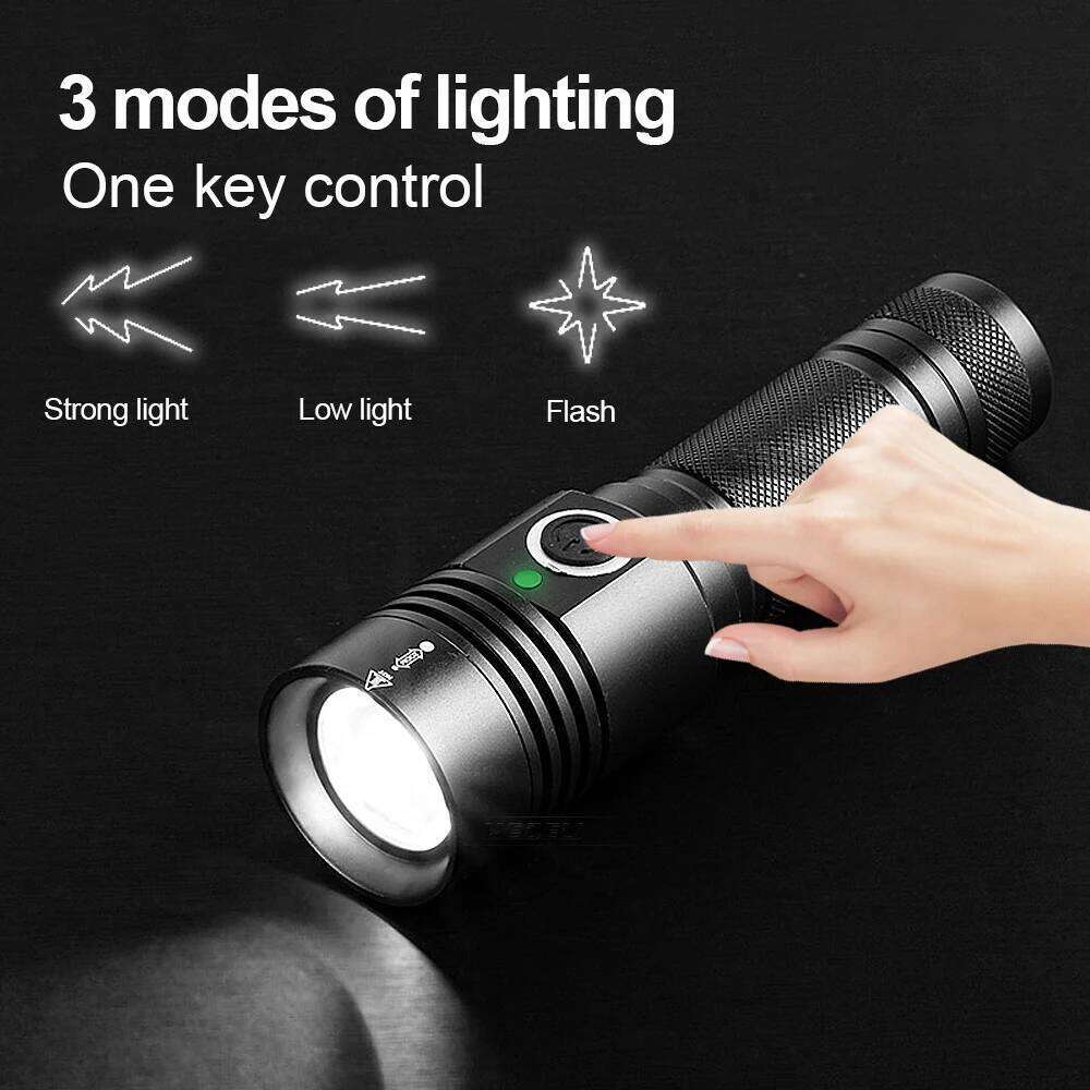 Newest High Power LED Flashlight USB Charging Long Range Zoom Tactical Torch Aluminum Alloy Camping Fishing Waterproof Lantern Z260301