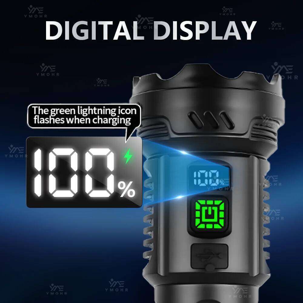 White Laser Flashlights High Power Side Lamp Rechargeable LED Flashlight Torch 18650 Battery Portable Outdoor Camping Lantern Z260301