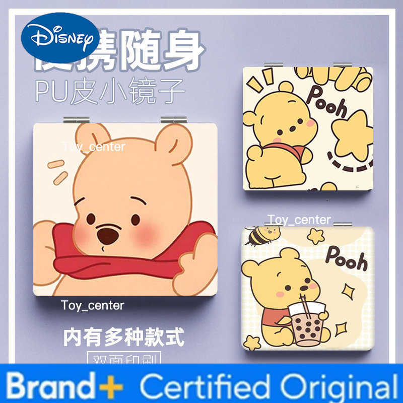Disney Winnie the Pooh Mirror Portable Small Mirror Portable Folding Mirrors Cartoon Double-Sided Pattern Makeup Gift For Girl H260302