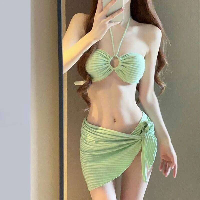 Rose Pink Bikini Set 3 Piece Triangle Design Luxury Swimwear Sexy Beach Hot Spring Vacation Swimsuits Z260301