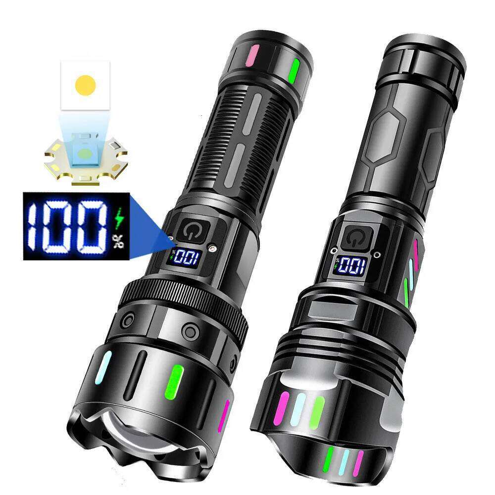 High Power Long Range LED Flashlight Strong Light Lantern USB Rechargeable Tactical Torch Outdoor Waterproof Powerful Zoom Lamp Z260301