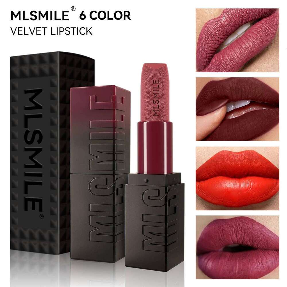 6-Color Embossed Matte Lipstick, Easy to Apply, Moisturizing Natural Finish Long-Lasting Smooth Texture for Soft and Elegant H260302