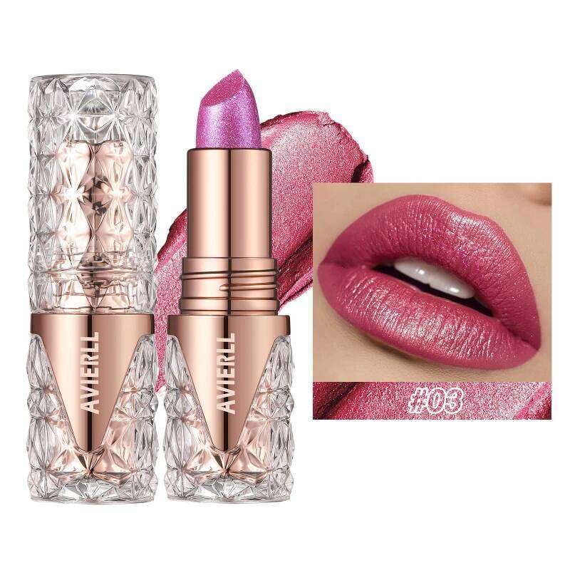 Diamond Lipstick - Glossy Velvet Texture,Waterproof &Anti-Fouling,Long-Lasting Sparkle Shine Glitter Lipgloss Pearlescent Makeup H260302