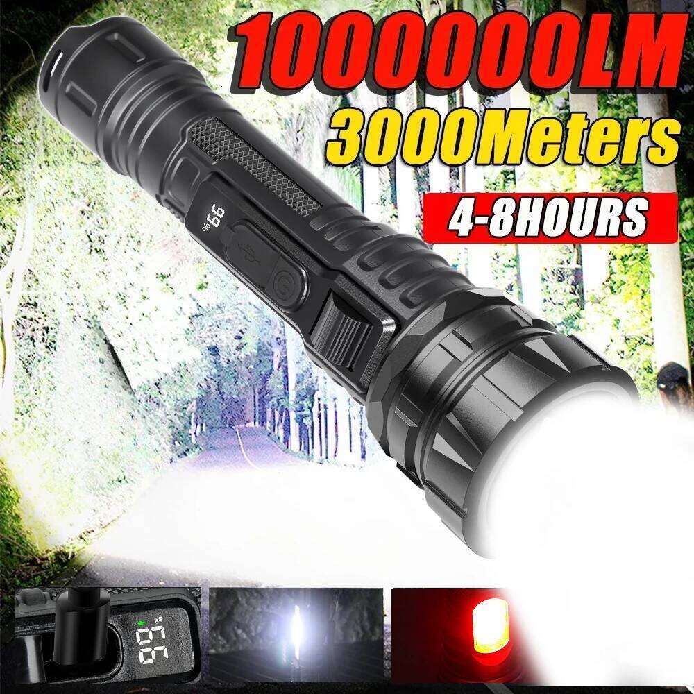 Portable Led Flashlight USB Rechargeable Zoomable Torch Strong Light 6 Mode Tactical Lamp for Camping Fishing Emergency Lantern Z260301