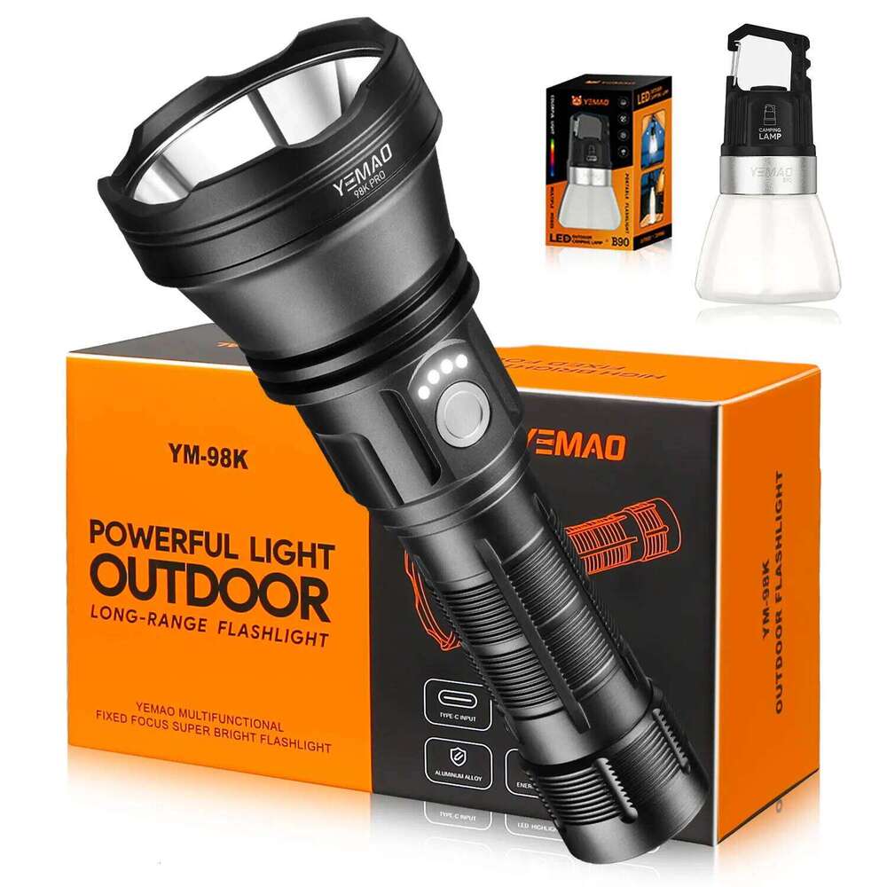 YEMAO Ultra Powerful 2840LM Rechargeable LED Flashlight, 900m Beam Distance, Durable Aluminum Alloy Torch For Camping Hiking Z260301