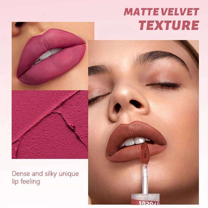 Matte Lip Gloss - Smudge-resistant, non-stick cup waterproof and sweatproof, long-lasting matte silky velvet lip gloss H260302