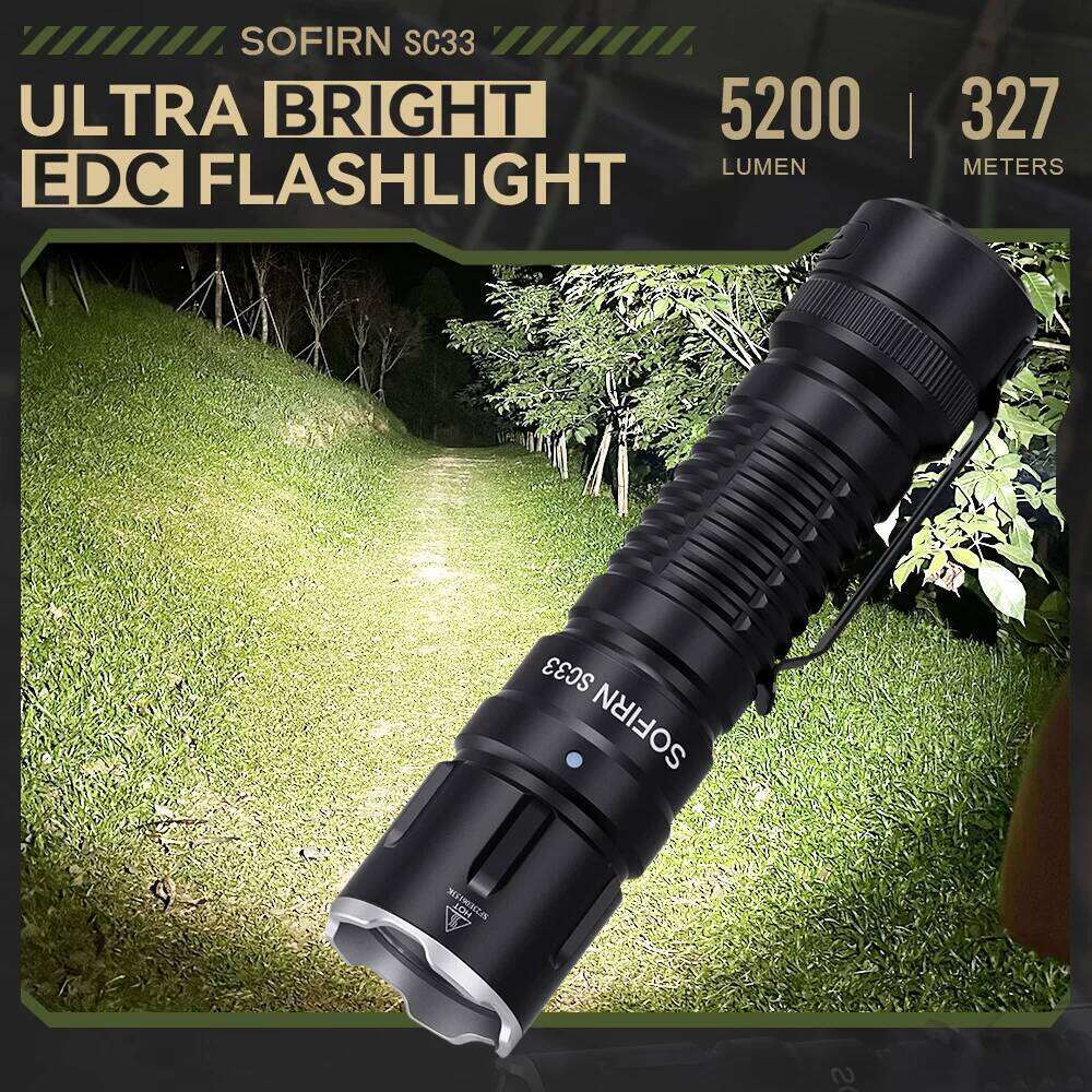 Sofirn SC33 LED Tactical Flashlight XHP70.3 HI 5200lm Powerful 21700 Type C Rechargeable Torch E-switch Outdoor Light Z260301