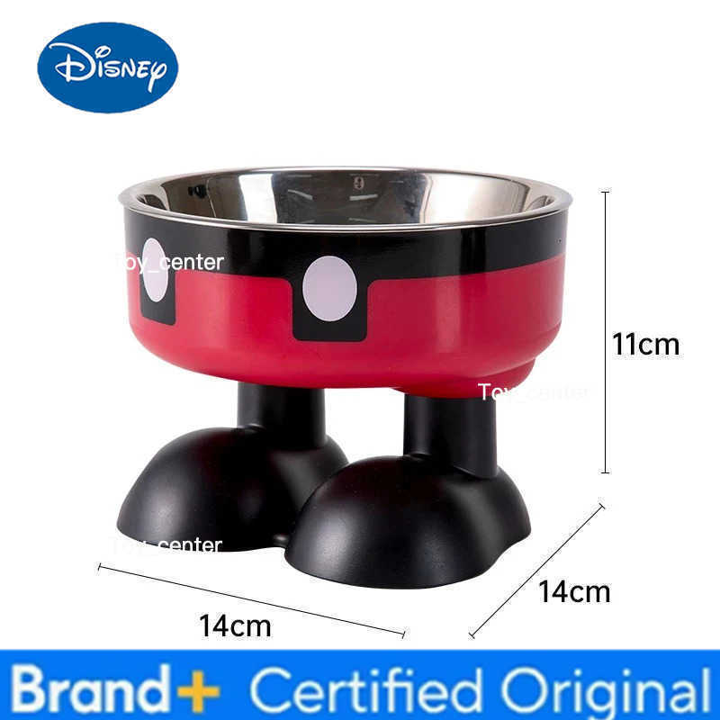 Disney Cartoon Mickey Mouse Pet Stainless Steel Bowl Non-slip Large-capacity Pet Bowl High-legged Neck Protection Pet Bowl H260302