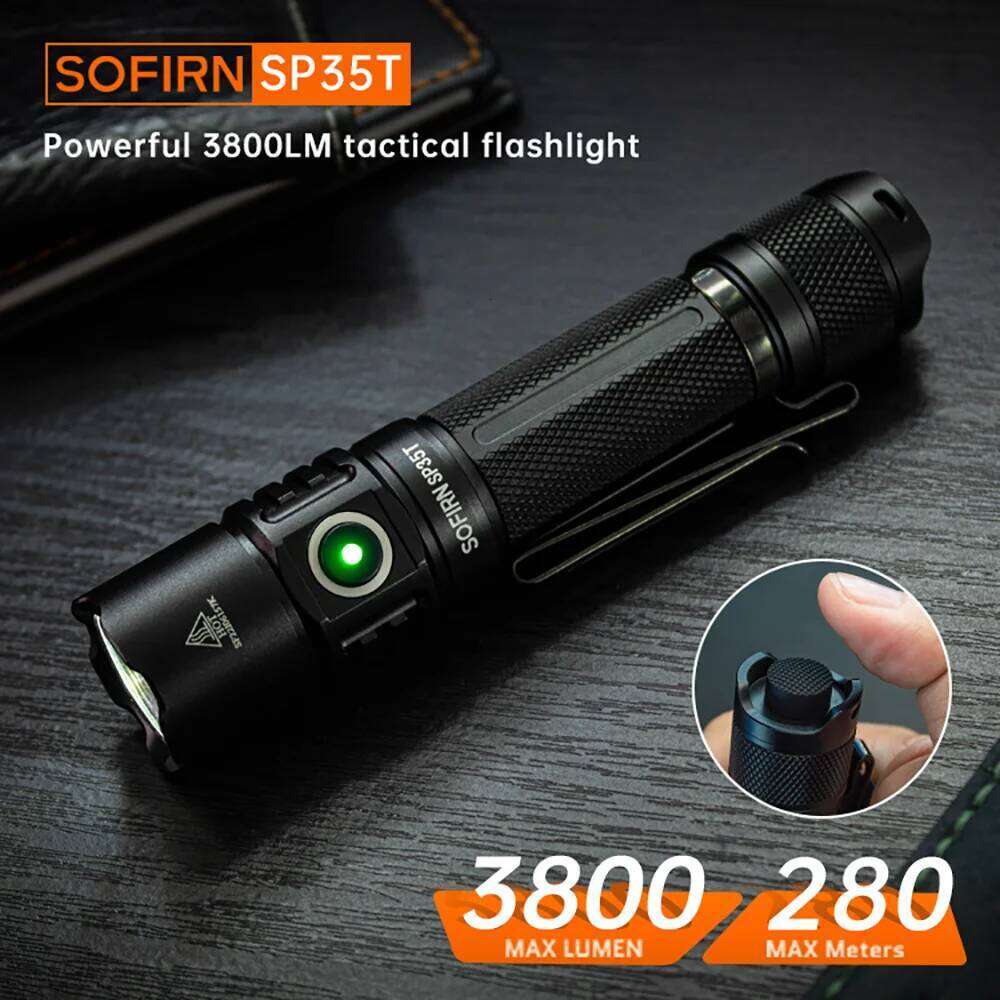 Sofirn SP35T 3800lm Tactical 21700 Flashlight Powerful LED Light USB C Rechargeable Torch with Dual Switch Power Indicator ATR Z260301