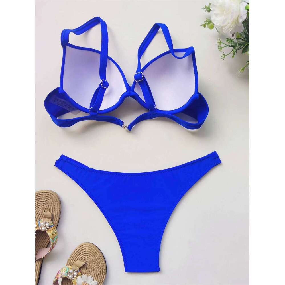 Sexy Push Up Bikinis Sets Two Pieces Solid Thong Swimsuit Swimwear Conjunto De Bikini Tankini Biquini Z260301
