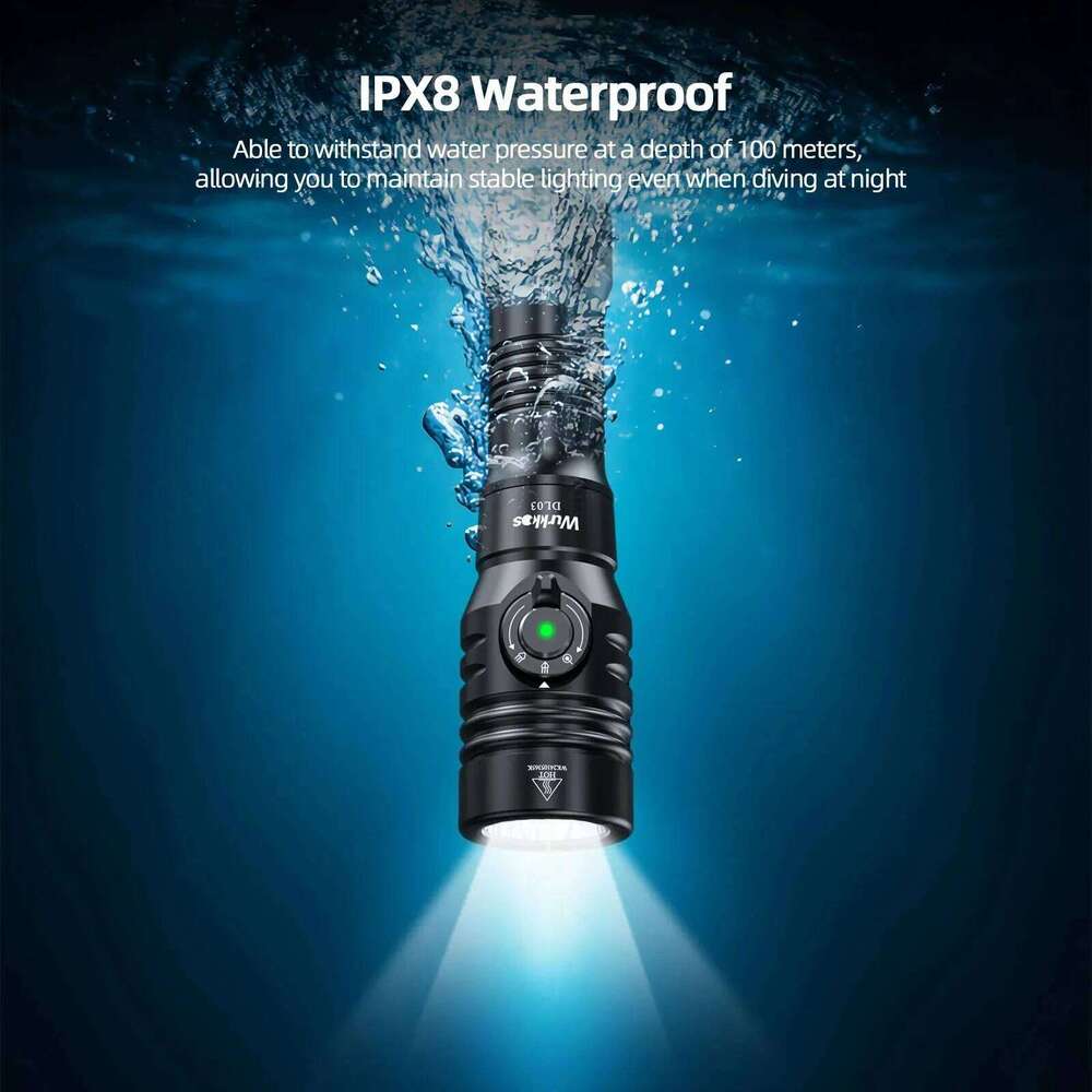 Wurkkos DL03 Professional Diving Flashlight 2800LM Dive Light Rechargeable IP68 Underwater Lantern with Green Beam 21700 Battery Z260301