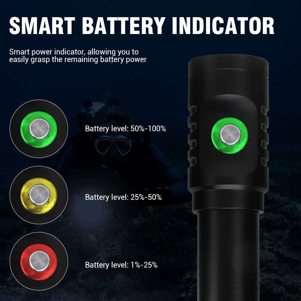 BORUiT Powerful LED Diving Flashlight 1000LM Super Bright Underwater Torch 18650 Battery IPX8 Waterproof Lamp With Hand Rope Z260301