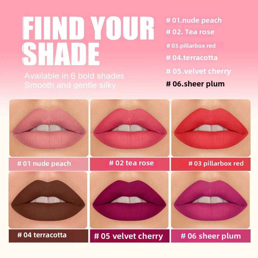 Matte Lipstick Nude Peach Brown Cherry Shades Velvety Smooth Long-Lasting Rich Pigment Waterproof Non-Stick Cup Lip Stick Makeup H260302