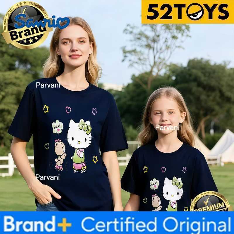 Sanrio 52TOYS Hello Kitty Friend Print Family T-shirts 2026 Summer 100 Cotton Casual Loose Parent-Child Y2k Tees Single Piece3Pcs H260302