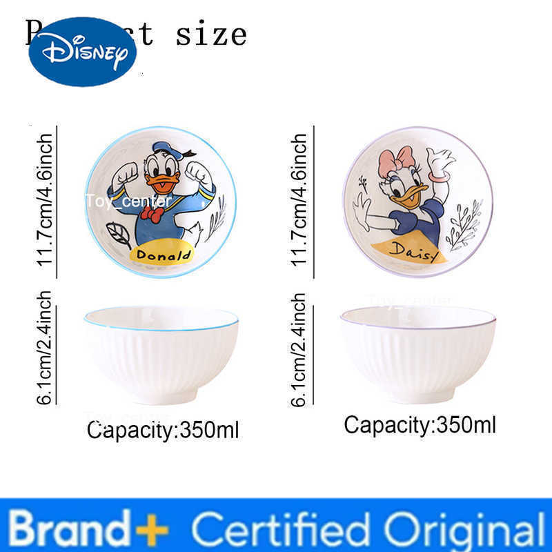 Disney 2pcs/a set cartoon Mickey Minnie and Donald Daisy ceramic bowl gift box Creative beautiful dinner party porcelain bowl H260302