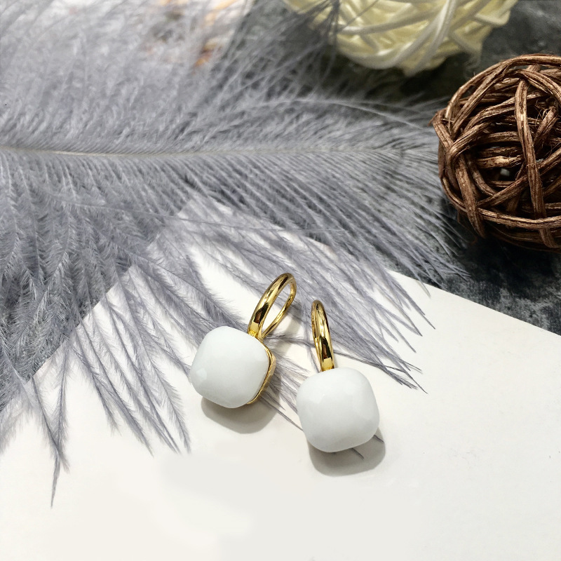 Earrings For Women Synthetic Crystal Earrings 30Colors Square Candy Crystal Candy Earrings Fashion Jewelry 241227