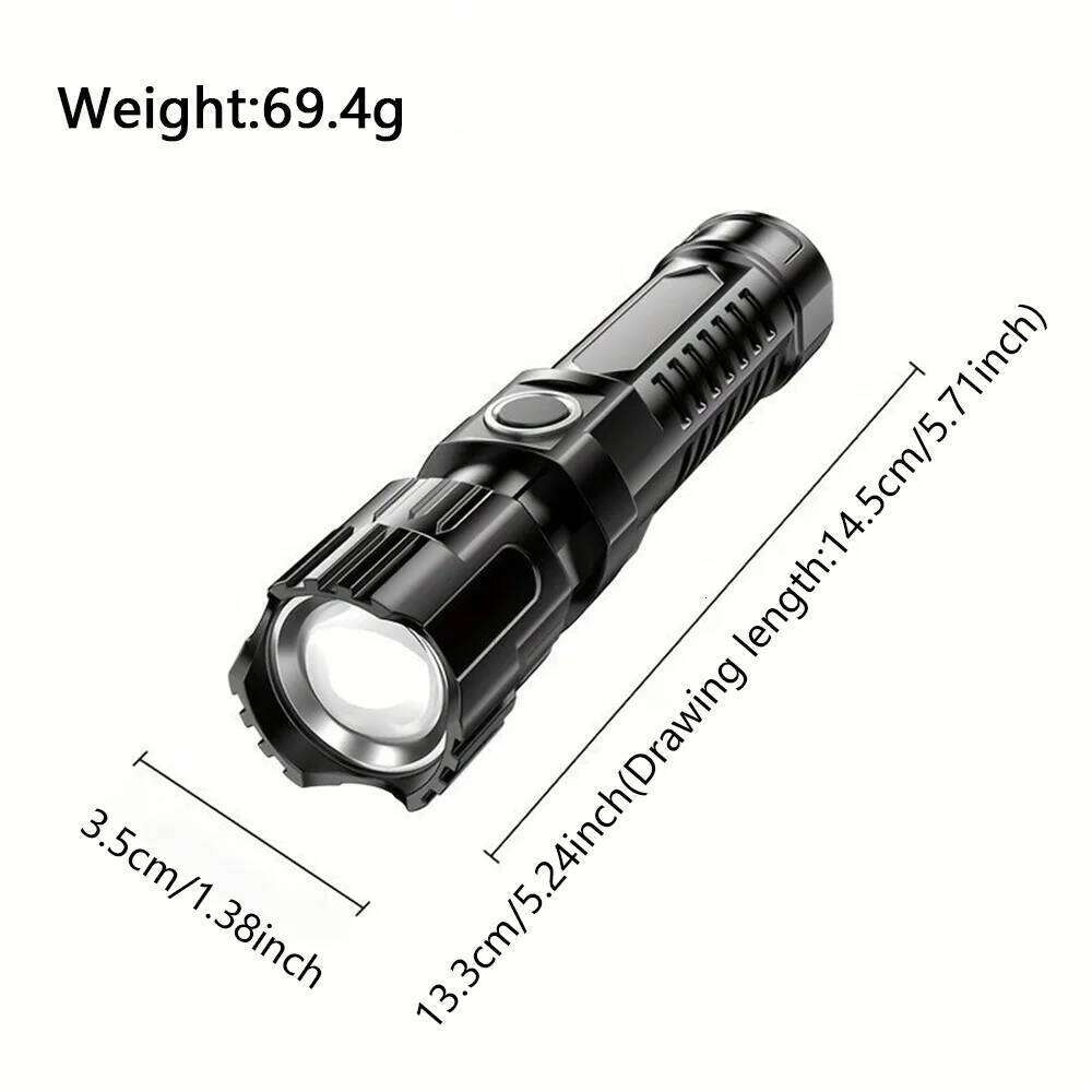 New High-Intensity Flashlight: For Outdoor, Home, Camping & Cycling Use, Long-Range, USB-Rechargeable, Zoomable LED Light Z260301