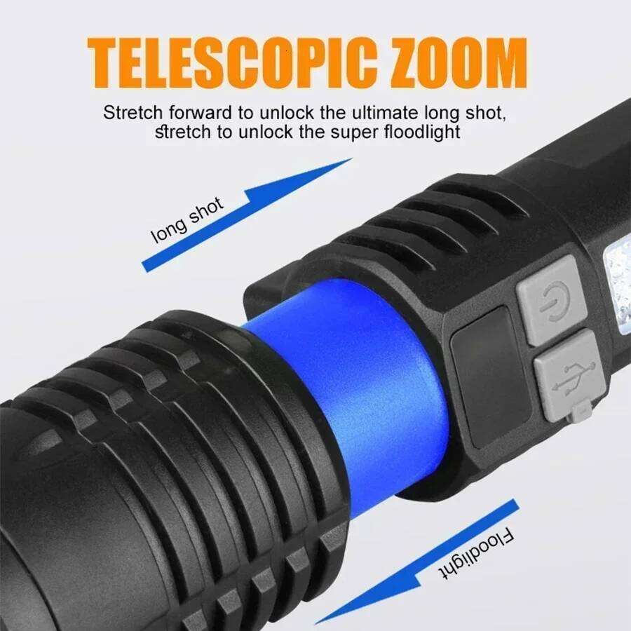 BALDR High Power AJ-004 Telescopic Zoom Built-in Battery Rechargeable Led Flashlight Outdoor Camping Hiking Torch Z260301