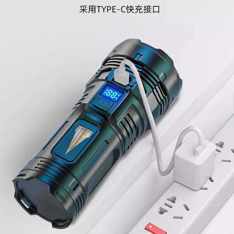 Powerful Flashlight 7 Lamp Beads Super Tactical With COB Side Light Camping Lantern USB Rechargeable Outdoor Torch Z260301