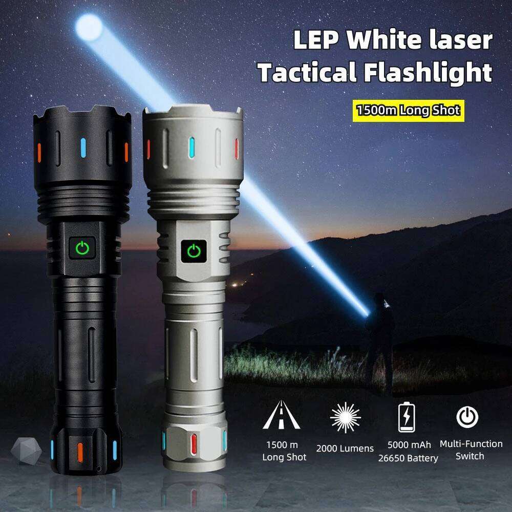 LEP Super Bright White Laser USB Rechargeable Tactical Torch Flashlight, Outdoor Camping Emergency Lantern Light Z260301