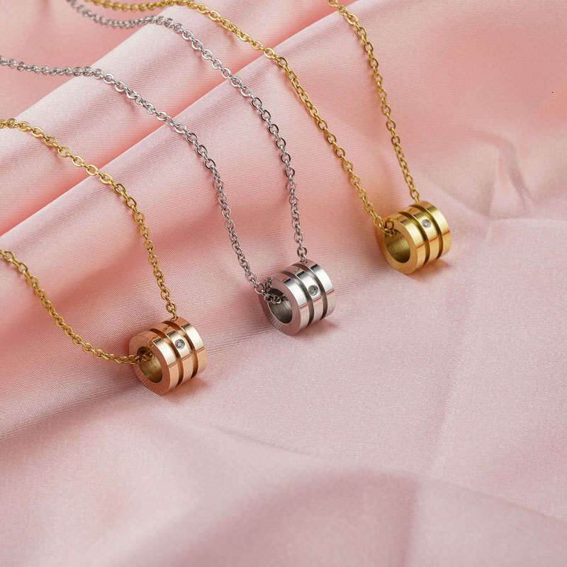 Diamond-Studded Waistline Pendant Fashionable Titanium Jewelry Unisex Stainless Steel Necklace
