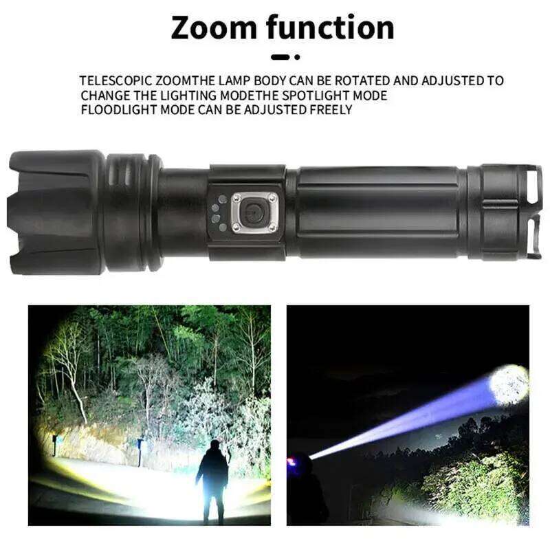 Powerful Super Bright LED Flashlight P50 Or Laser Wick Rechargeable Torch Camping Adventure Tactical Lantern Long Shot Hand Lamp Z260301