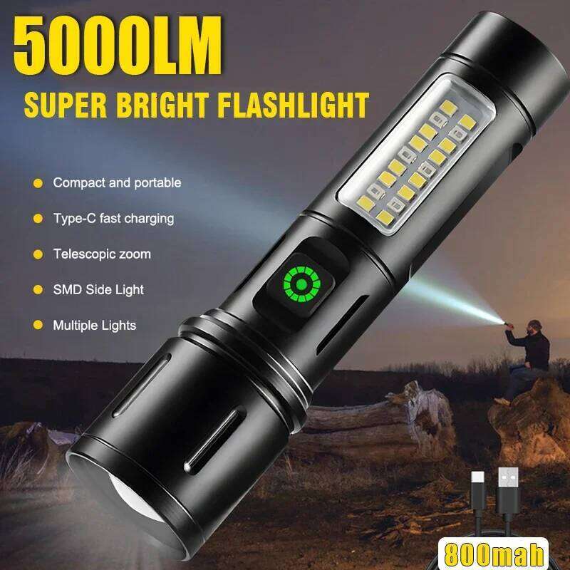 USB Rechargeable Powerful Flashlight Light High Power LED Telescopic Zoom Portable Torch Outdoor Riding Camping Lantern Z260301